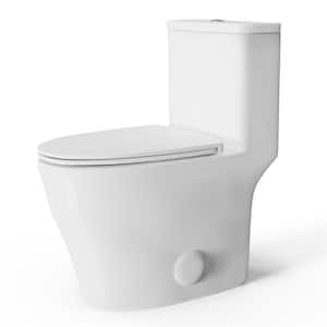 17.3 in. 1-Piece 0.8/1.28 GPF Dual Flush Elongated Toilet in White, High Toilets for Seniors