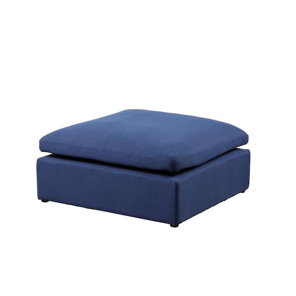 Best Master Furniture Remington Blue Linen Square Modular Ottoman