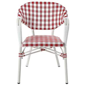 Shreiner White Aluminum Outdoor Dining Chair in Red (Set of 4)