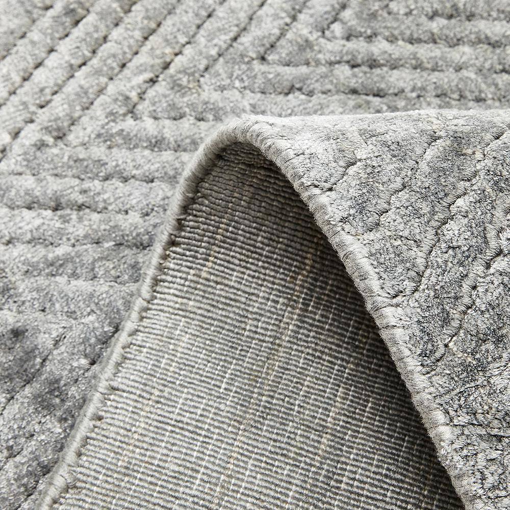 Charcoal Herringbone Hand-Knotted Viscose 8' x 10' Area Rug