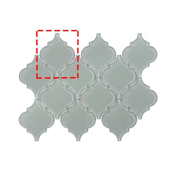 Lantern Arabesque Gray 6 in. x 6 in. Glass Polished Wall Mosaic Tile (0.25 sq. ft./Case)