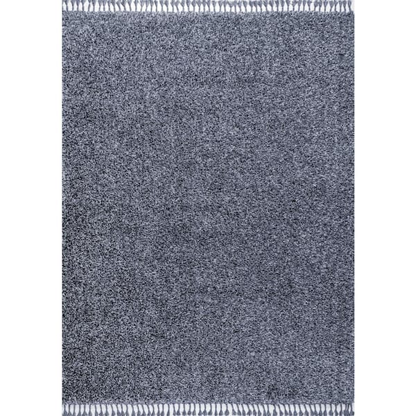 Mercer Shag Plush Tassel Denim Blue 3 ft. x 5 ft. Area Rug