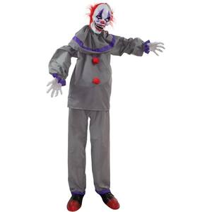 5 ft. Grins the Animated Clown, Indoor or Covered Outdoor Halloween Decoration, Battery Operated