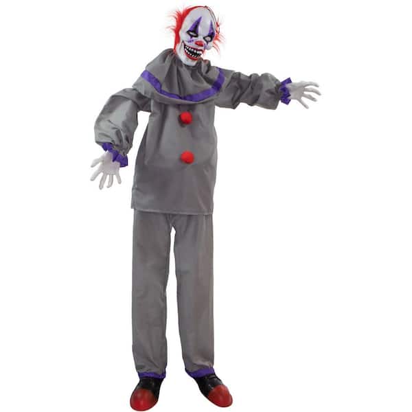Haunted Hill Farm 5 ft. Grins the Animated Clown, Indoor or ...