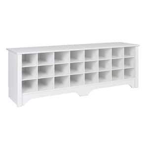 60 in. White Shoe Cubby Bench