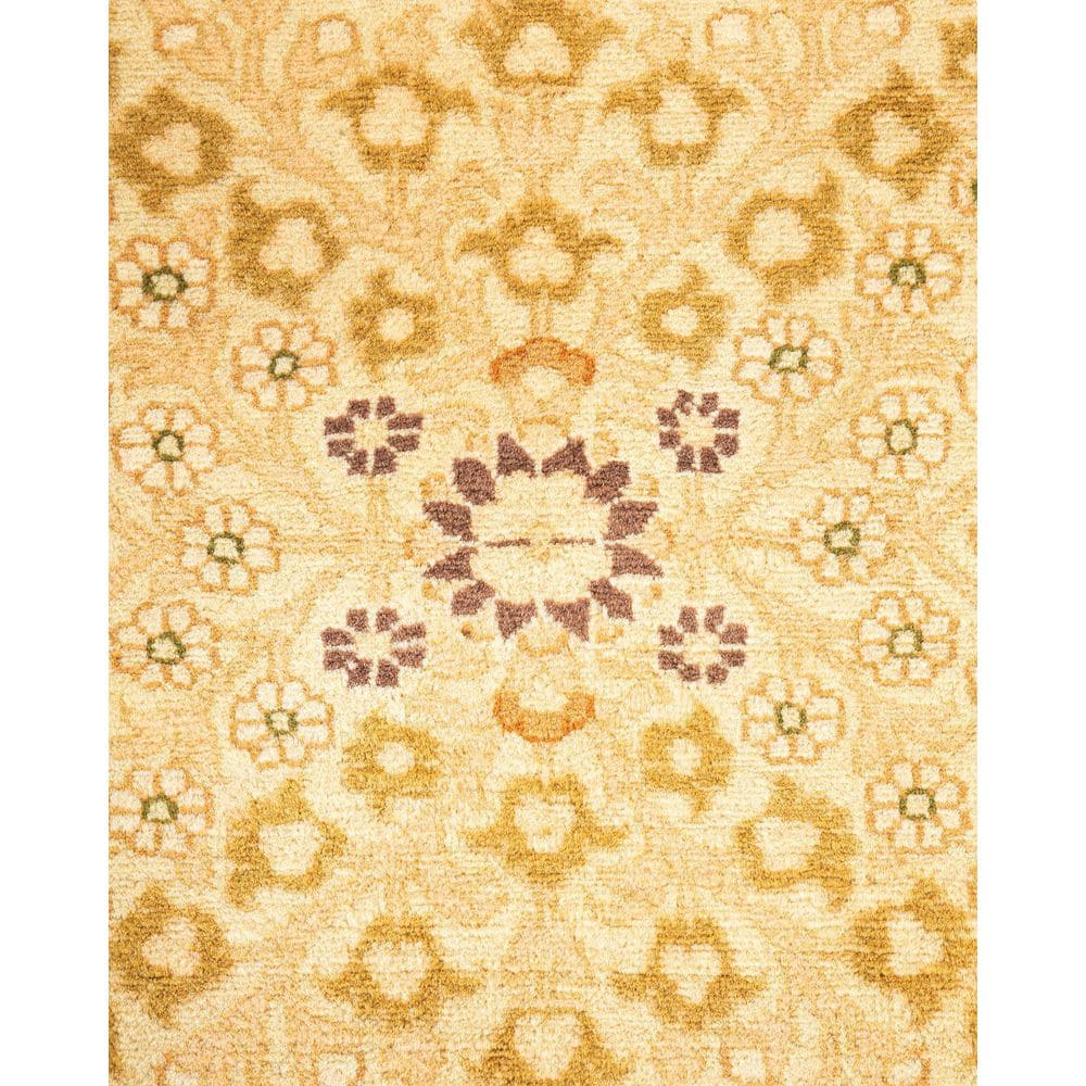 Handmade Ivory Wool Oriental 8' x 10' Rectangular Rug