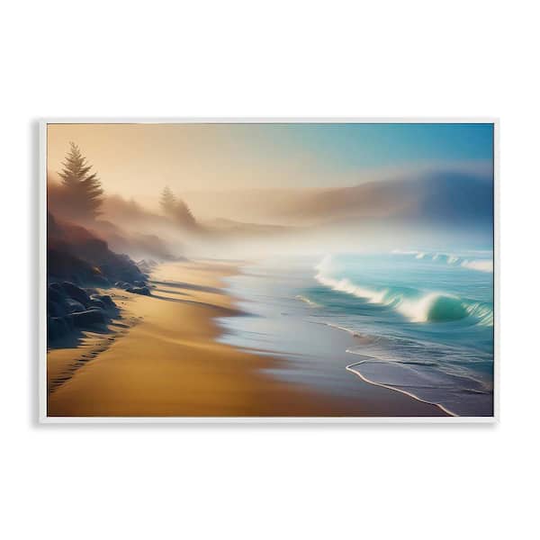 Stupell Industries Smooth Beach Tide by Noah Bay White Framed Nature Giclee Art Print 20 in. x 30 in.