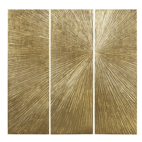 Miscool Anky 3-Piece Unframed Art Print 45 in. x 15 in. Hand Painted Triptych Dimensional Resin Wall Art Set