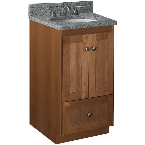 Simplicity by Strasser Shaker 18 in. W x 21 in. D x 34.5 in. H Bath Vanity Cabinet without Top in Medium Alder