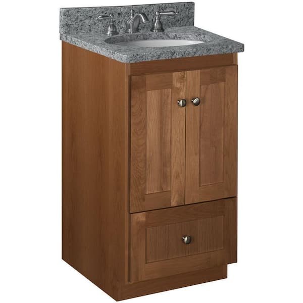 Shaker 18 in. W x 21 in. D x 34.5 in. H Bath Vanity Cabinet without Top in Medium Alder