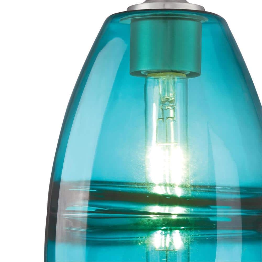 Turquoise Glass Mini Pendant with Brushed Nickel Finish