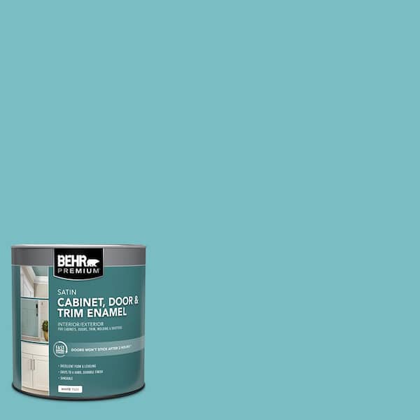 BEHR PREMIUM 1 qt. #M460-4 Pure Turquoise Satin Enamel Interior/Exterior Cabinet, Door & Trim Paint