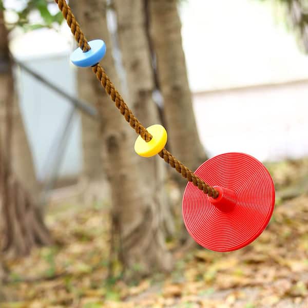 Red Heavy Duty Tree Swing with Platforms and Disc Seat Set for