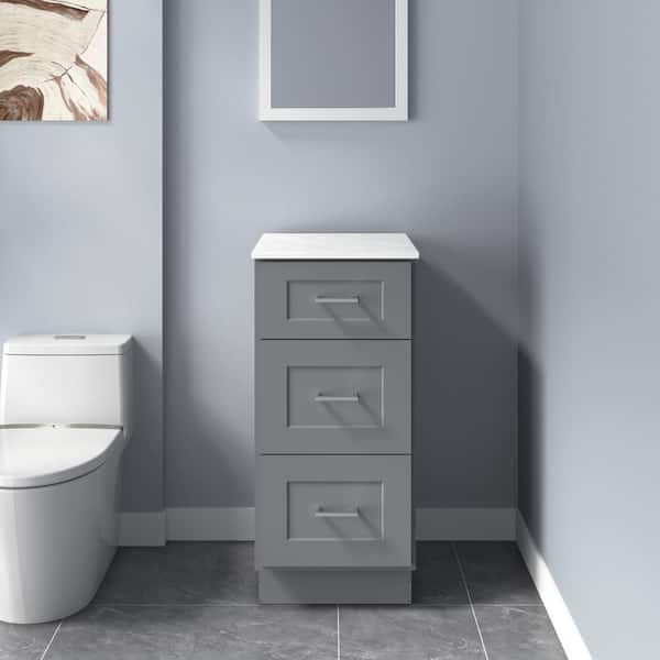 HOMLUX Rockport 15 in. W x 21 in. D x 34.5 in. H Ready to Assemble Bath Vanity Cabinet without Top in Shaker Gray