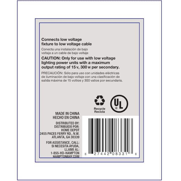 Hampton Bay Low Voltage Black Replacement Cable Connector 2 Pack Hd253 The Home Depot