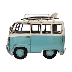 Blue 20 x 10.5 x 14 in. Vintage VW Bus Metal Model