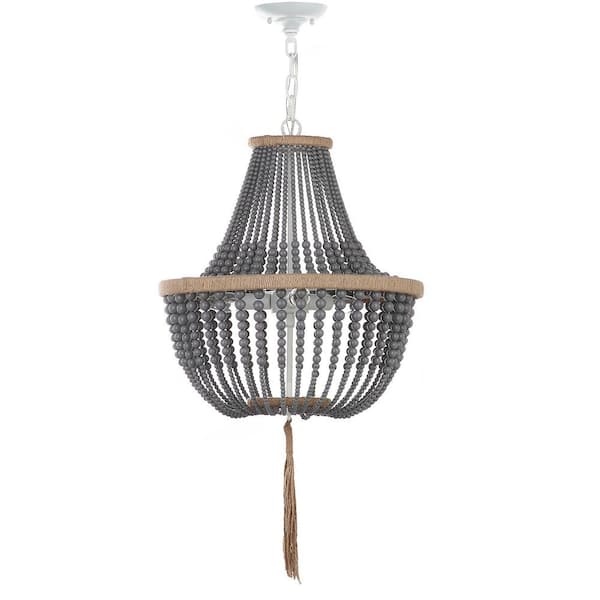 Lush Kristi 3-Light Grey Beaded Empire Hanging Pendant Lighting