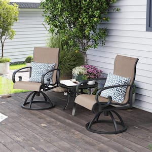 Swivel Metal Outdoor Patio Dining Chair in Augustine Ashe (2-Pack)