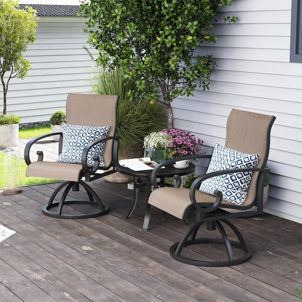 Crestlive Products Swivel Metal Outdoor Patio Dining Chair in Augustine Oyster (2-Pack)