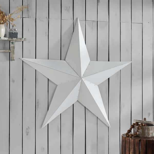 1-Piece 48 in. x 48 in. White Distressed Metal Star Wall Decor