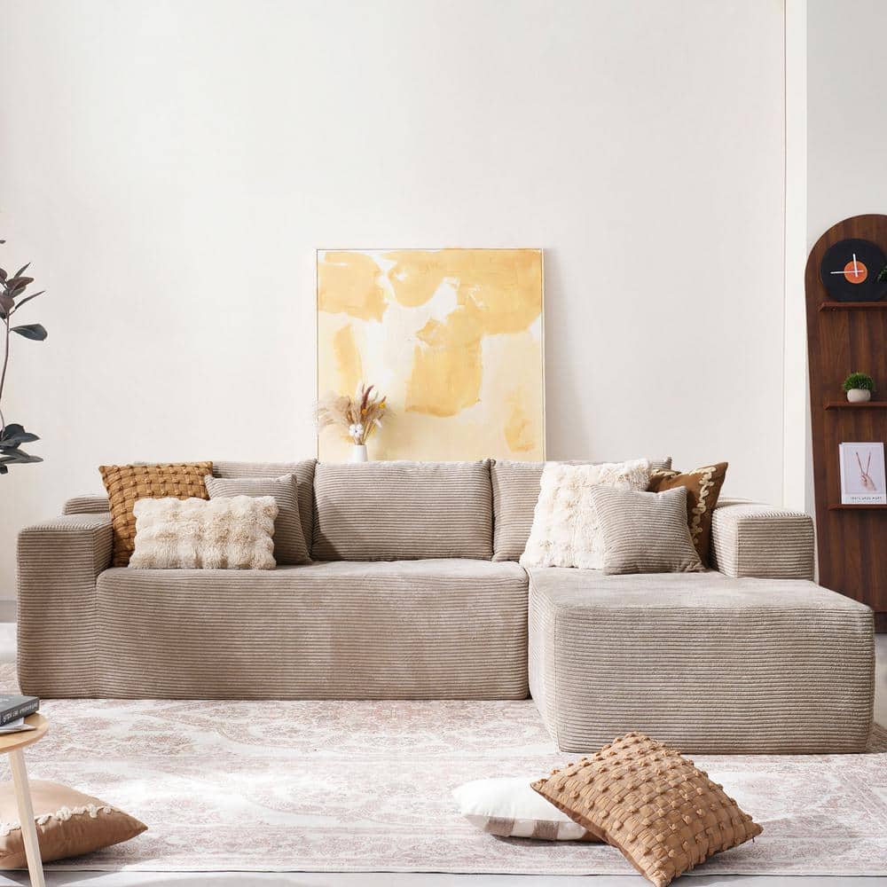 Allwex Verve 106 in. Wide Square Arm 2-Piece Modern Corduroy