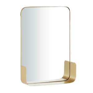 22 in. x 16 in. 1 Shelf Rectangle Framed Gold Wall Mirror