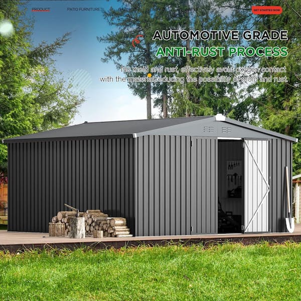 Zeus & Ruta 12 ft. W x 12 ft. D Metal Storage Shed with 2 Doors