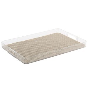 Fishnet 19 in. W x 1.5 in. H x 13 in. D Rectangular Light Gray Acrylic Serving Tray