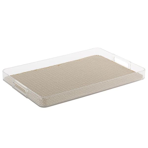 Kraftware Fishnet 19 in. W x 1.5 in. H x 13 in. D Rectangular Light Gray Acrylic Serving Tray