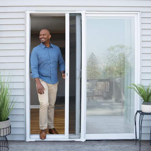 LuminAire Universal White Aluminum Retractable Screen for Sliding Patio Doors fits 72 in. x 80 in. Sliding Patio Door