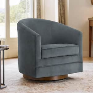 Godfrey Gray Fabric Swivel Arm Chair Modern Accent Chair with Removable Cusion for Living Room and Bed Room