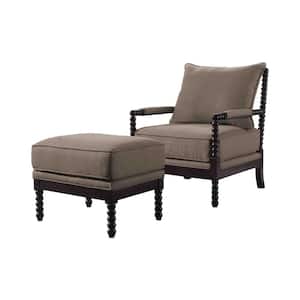 Abraham Taupe Accent Chair with Ottoman Set