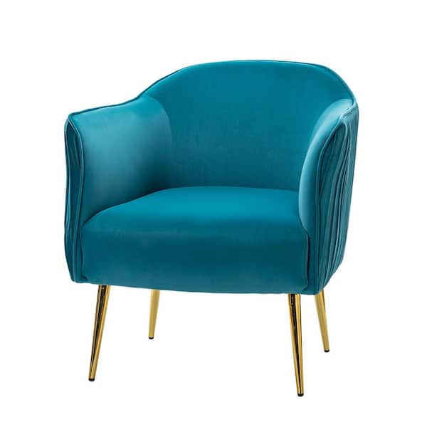 JAYDEN CREATION Juliis Blue Barrel Chair with Metal Legs