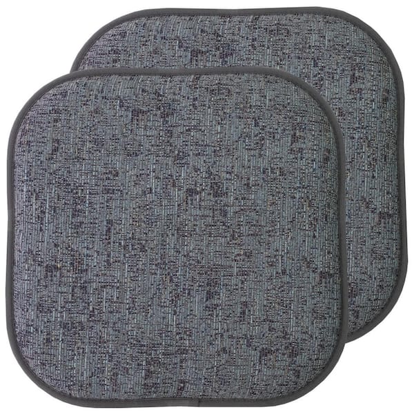 Sweet Home Collection Broadway Square Memory Foam 16 in.x16 in. Non-Slip Back, Chair Cushion (2-Pack), Multi Blue