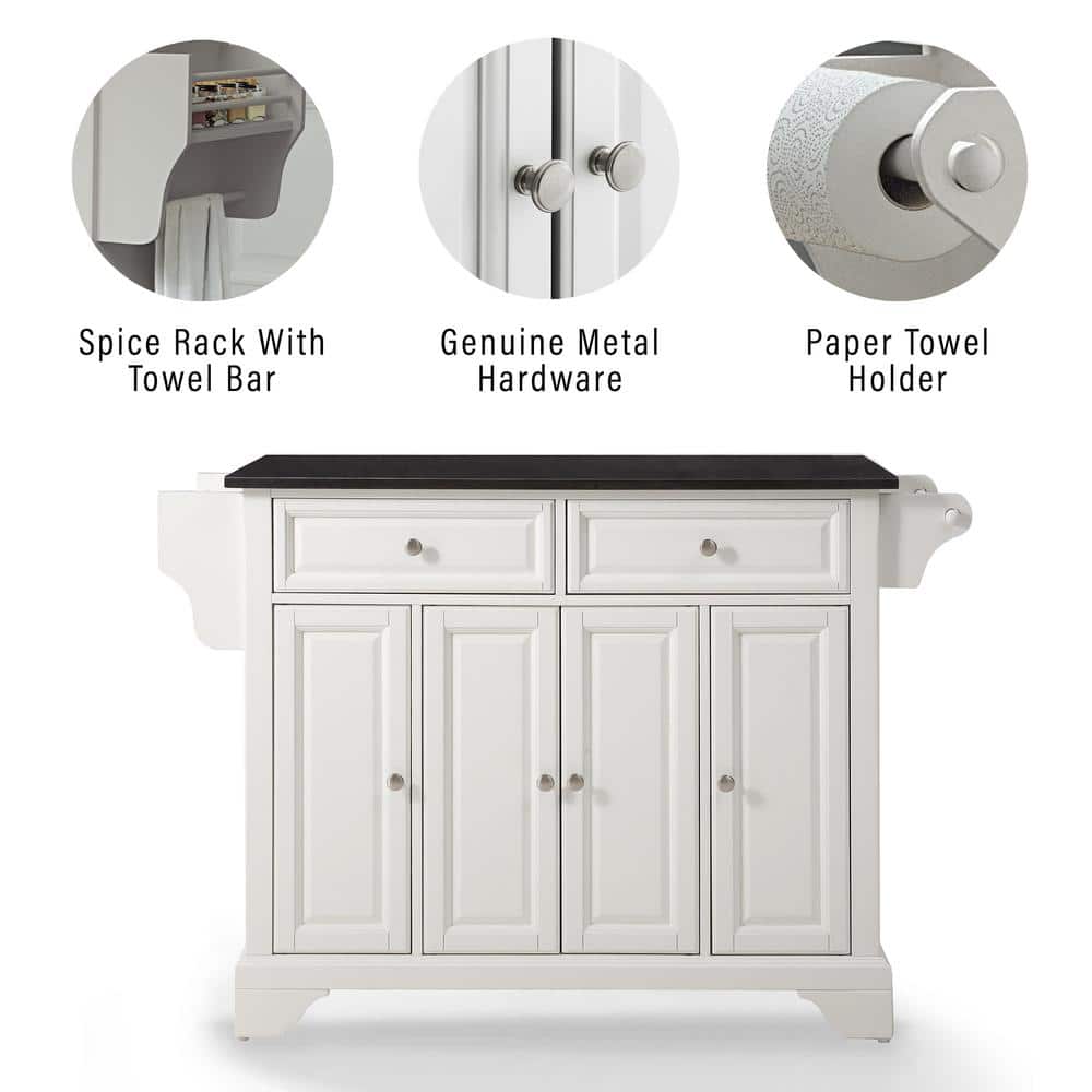 LaFayette White Granite Top Kitchen Island with Storage