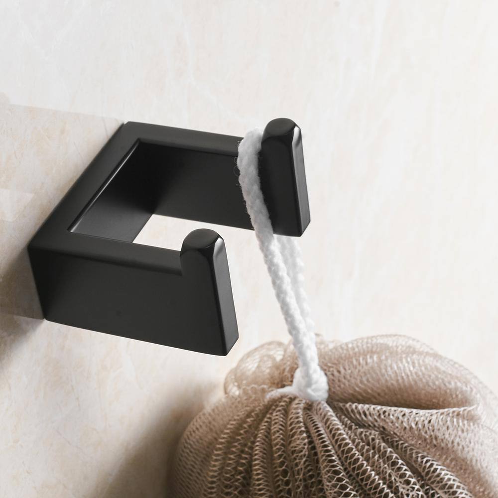 Matte Black Stainless Steel Wall Mounted J-Hook Bath Accessory
