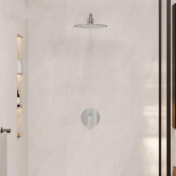 1-Spray Patterns with 1.8 GPM 10 in. Wall Mount Round Fixed Shower Head in Brushed Nickel
