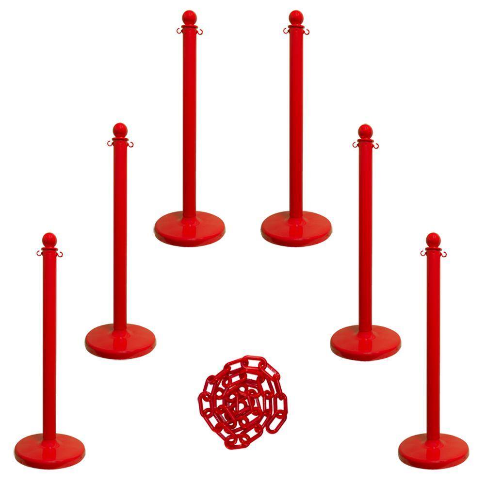 Mr. Chain Medium Duty Stanchion and Chain Kit in Red 71105-6 - The Home ...