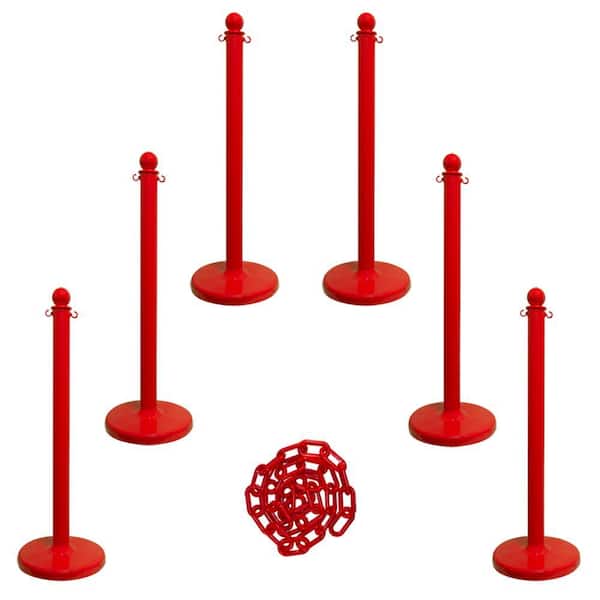 Medium Duty Stanchion and Chain Kit in Red