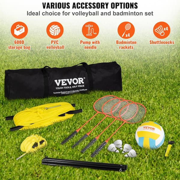 Fielday 17 ft. Sports Easy Setup Badminton Set, Height Adjustable Portable  Net for Junior Tennis, Kids Volleyball and Soccer 80031 - The Home Depot