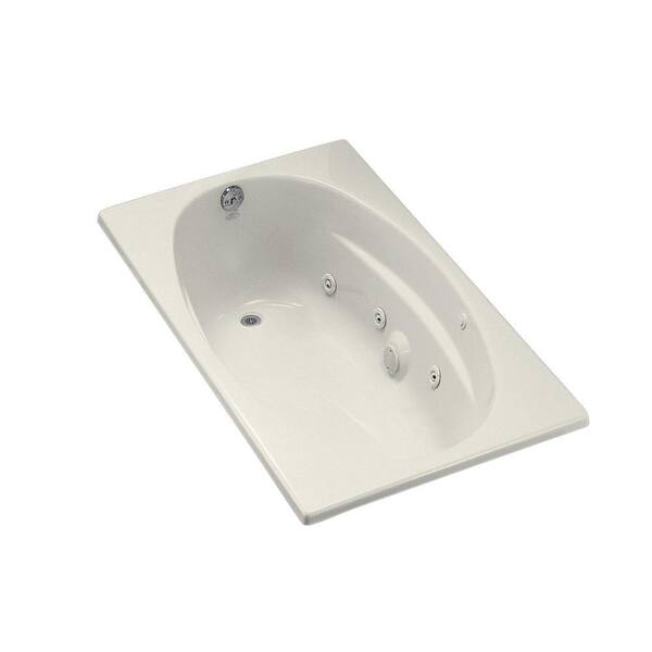 KOHLER ProFlex 6036 60 in. Acrylic Oval Drop-in Whirlpool Bathtub in Biscuit