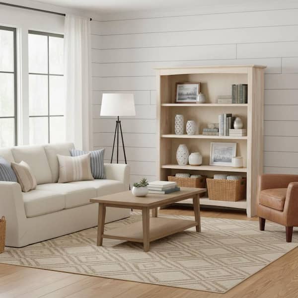 48 in. H Unfinished Solid Wood 4-Shelf Standard Bookcase