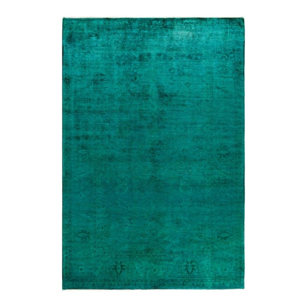 Fine Vibrance Blue 5 ft. x 8 ft. Solid Wool Indoor Area Rug