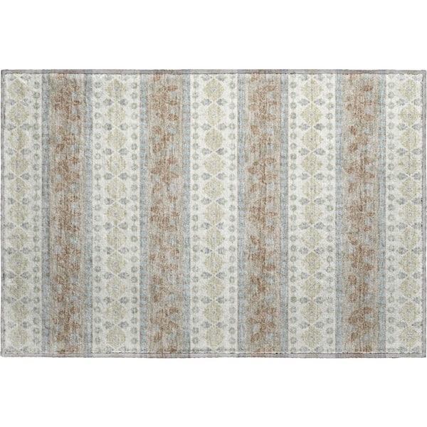 Mayfield Premium Machine Washable Abstract AMF2465 Ivory 2 ft. x 3 ft. Accent Rug