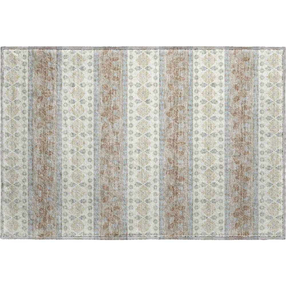 Mayfield Premium Machine Washable Abstract AMF2465 Ivory 3 ft. x 4 ft. Area Rug price history on PriceWatchPro