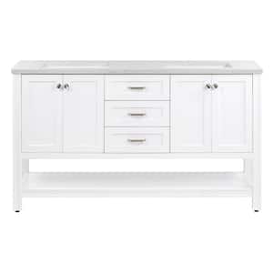 Northwind 61 in. W x 19 in. D x 36 in. H Double Sink Bath Vanity in White with Silver Ash Cultured Marble Top