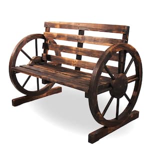 40 in. 2-Person Wood Outdoor Wagon Wheel Bench