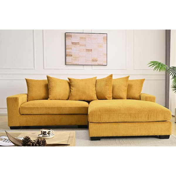 US Pride Furniture Payan 102 in. Square Arm 2-Piece Polyester L-Shaped Sectional Sofa in Yellow with Chaise