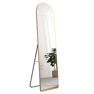 16.5 in. W x 60 in. H Metal Frame Arched Floor Mounted Full Length Rearview Mirror in Gold