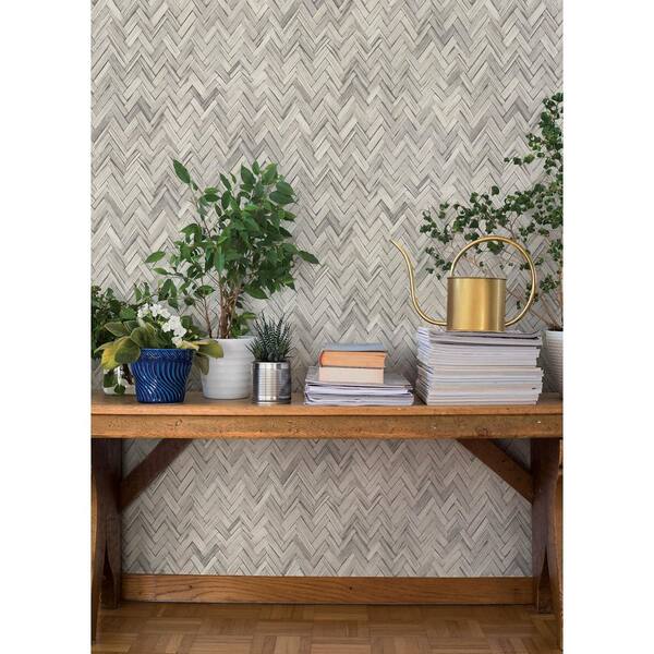 Ellery Light Grey Herringbone Wallpaper